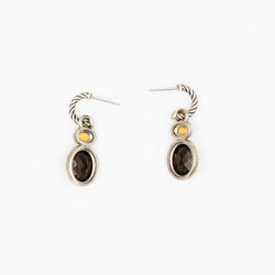Boucles d'oreilles pendantes DAVID YURMAN en argent, quartz fumé et citrine - Castafiore