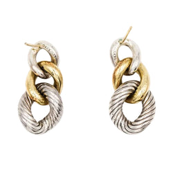 Boucles d'Oreilles Pendantes DAVID YURMAN en or jaune et argent - Castafiore