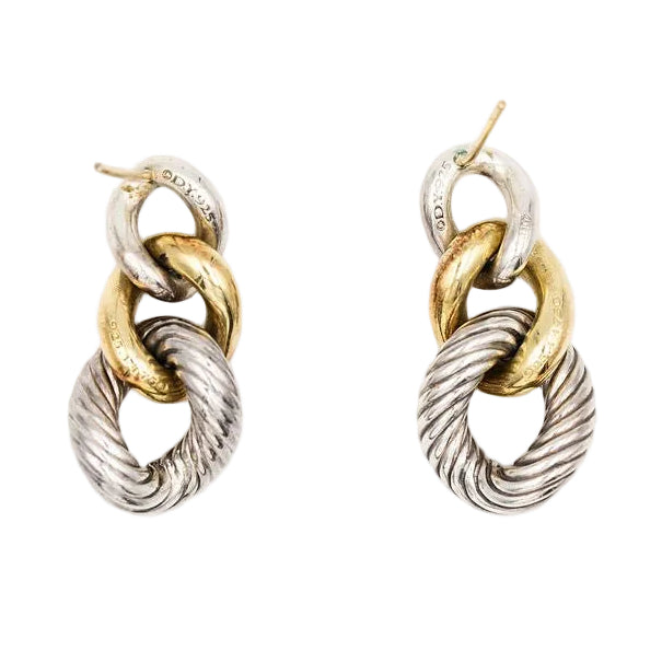 Boucles d'Oreilles Pendantes DAVID YURMAN en or jaune et argent - Castafiore