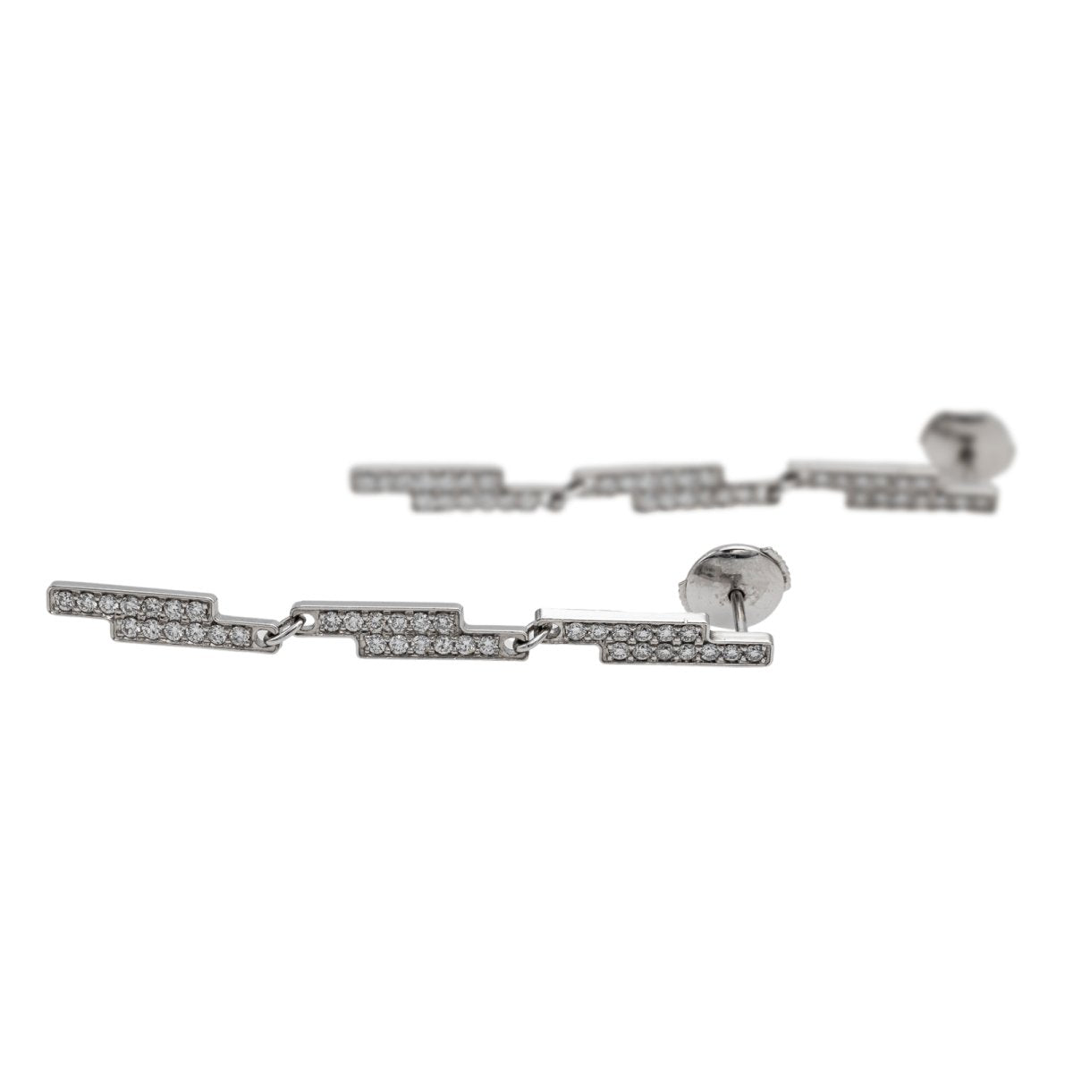 Boucles d'oreilles Pendantes DINH VAN "Seventies" en or blanc et diamants - Castafiore