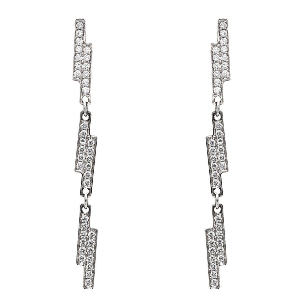 Boucles d'oreilles Pendantes DINH VAN "Seventies" en or blanc et diamants - Castafiore