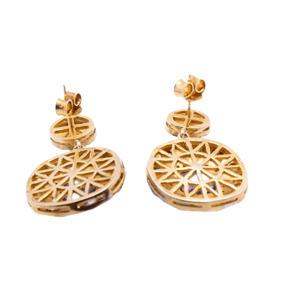 Boucles d'oreilles Pendantes en argent, vermeil, améthyste et diamants - Castafiore