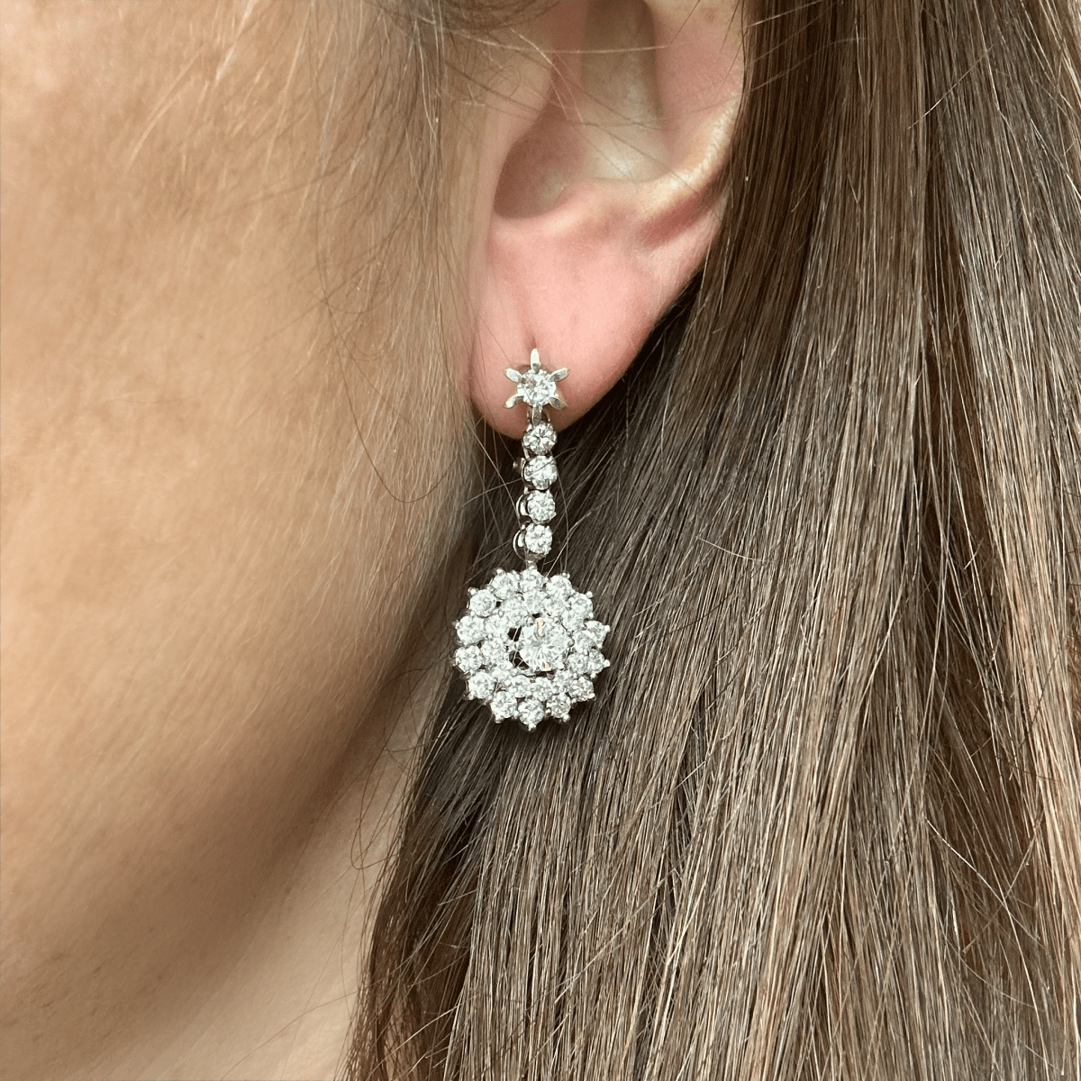 Boucles d'oreilles pendantes en diamant - Castafiore