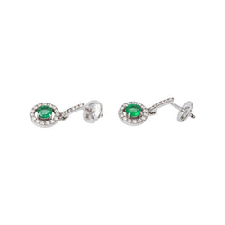 Boucles d'oreilles Pendantes en or blanc, émeraudes et diamants - Castafiore
