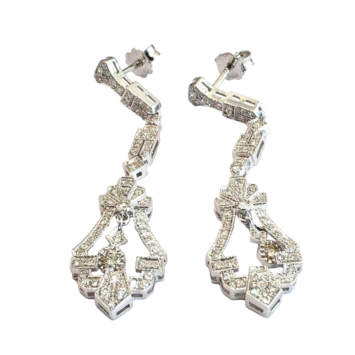 Boucles d'oreilles Pendantes en or blanc et diamants - Castafiore