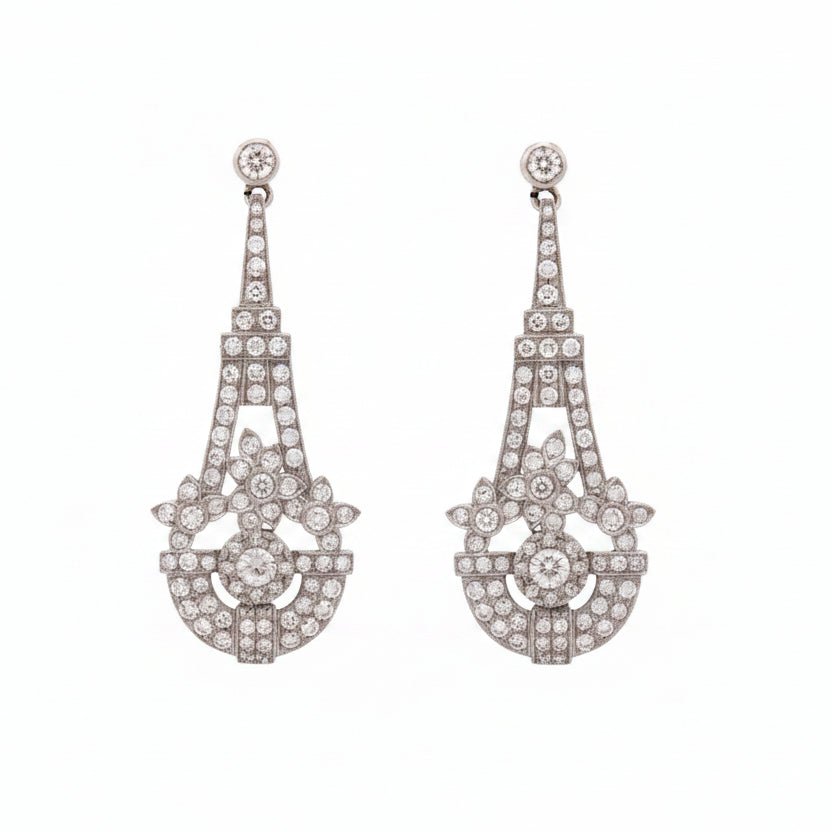 Boucles d'oreilles Pendantes en or blanc et diamants - Castafiore