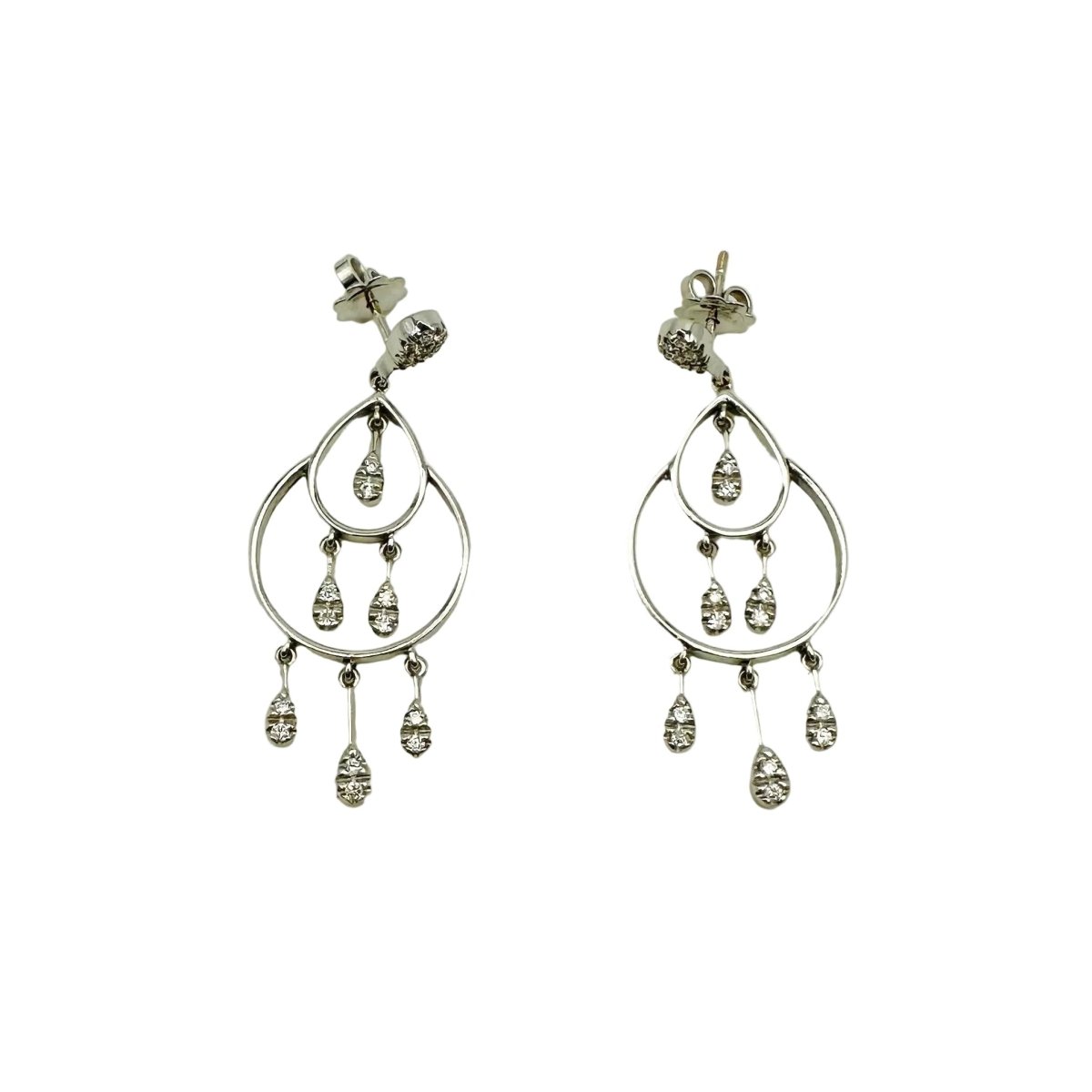 Boucles d'oreilles Pendantes en or blanc et diamants - Castafiore
