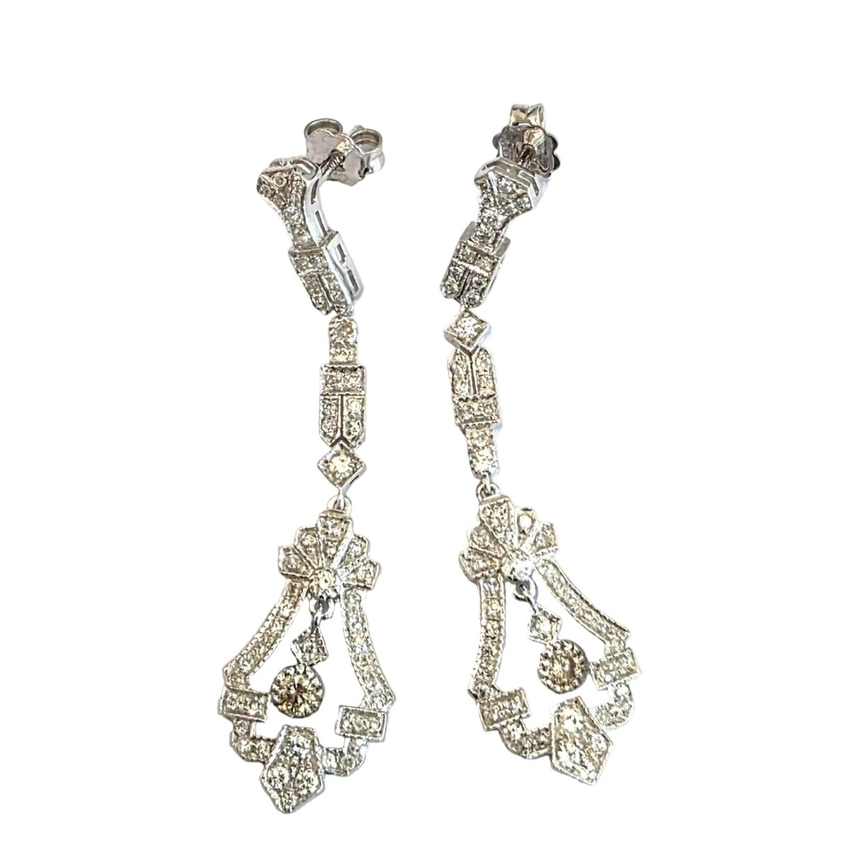 Boucles d'oreilles Pendantes en or blanc et diamants - Castafiore