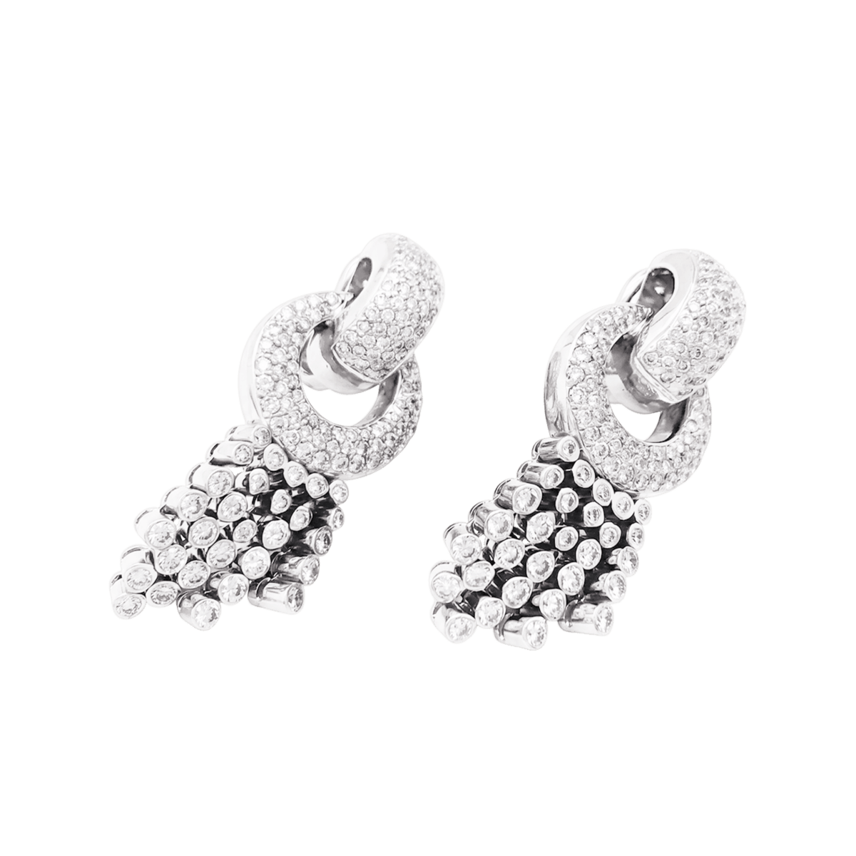 Boucles d'oreilles pendantes en or blanc et diamants - Castafiore