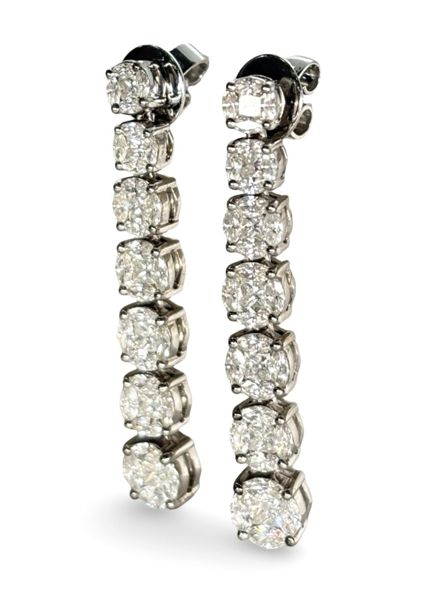 Boucles d'oreilles Pendantes en or blanc et diamants - Castafiore