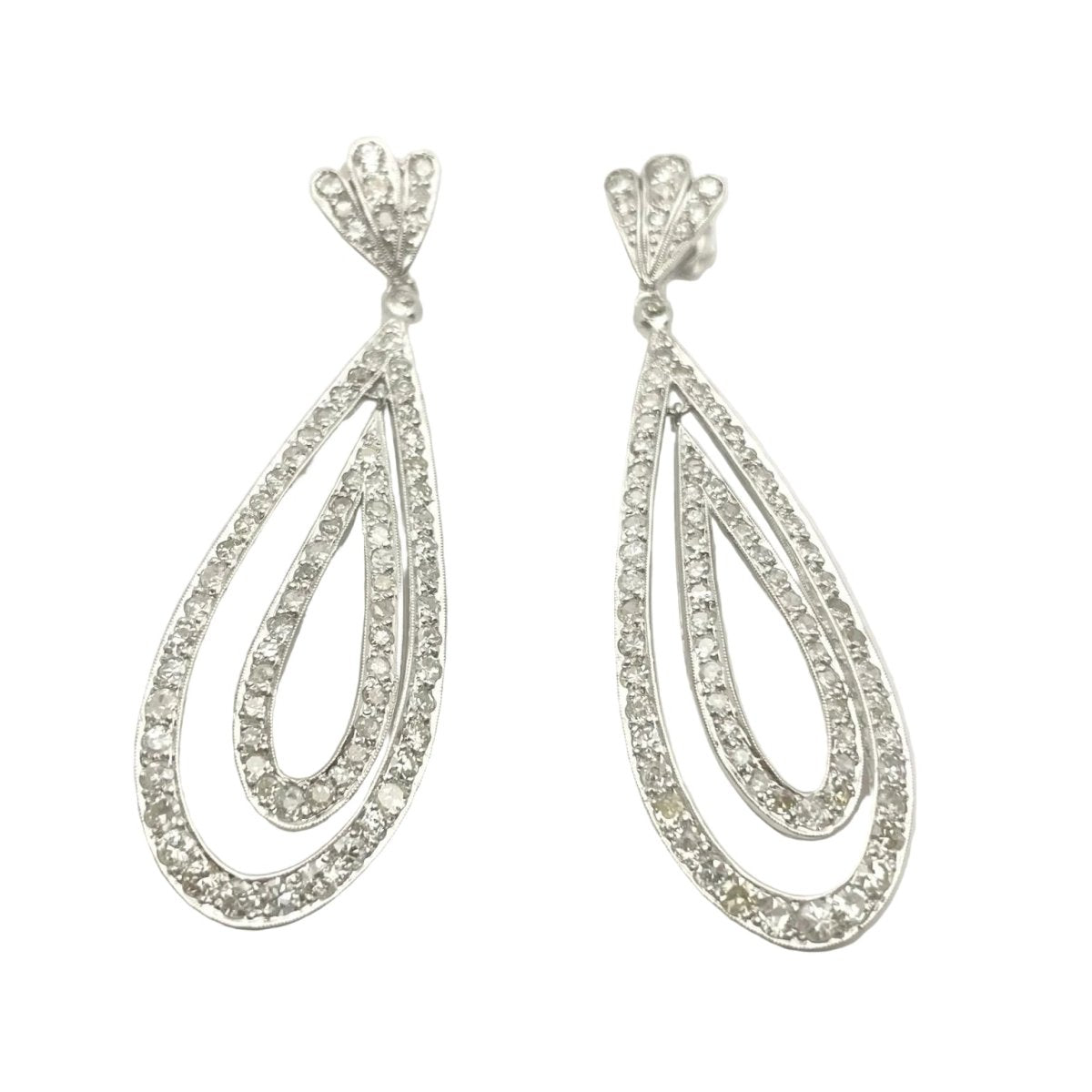 Boucles d'oreilles Pendantes en or blanc et diamants - Castafiore