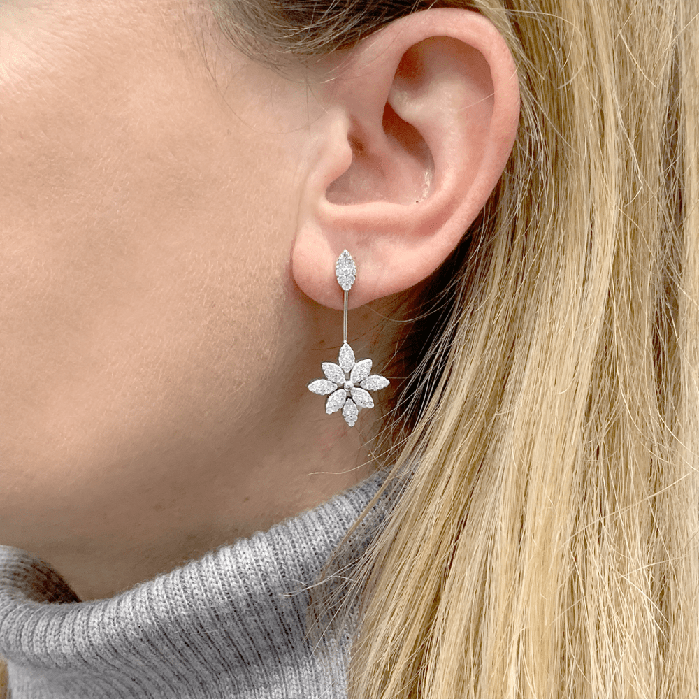 Earrings, white gold, diamonds.