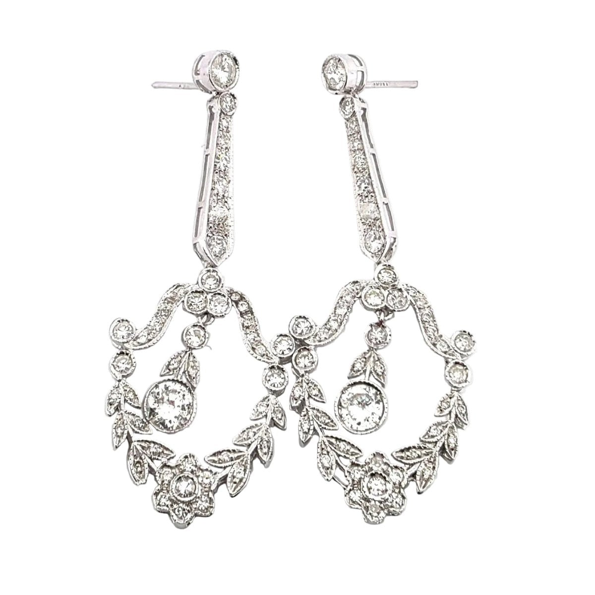 Boucles d'oreilles Pendantes en or blanc et diamants - Castafiore
