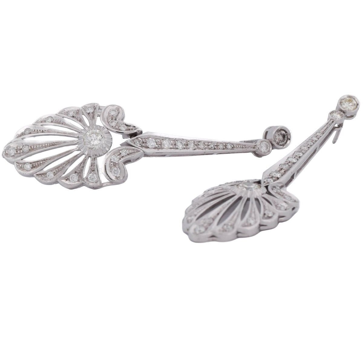 Boucles d'oreilles Pendantes en or blanc et diamants - Castafiore