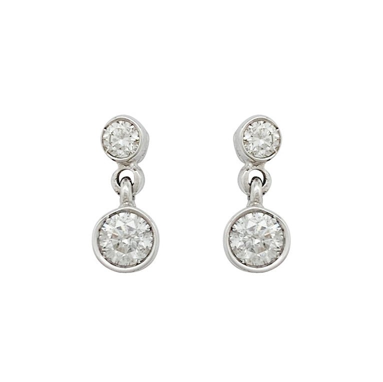 Boucles d'oreilles pendantes en or blanc et diamants - Castafiore