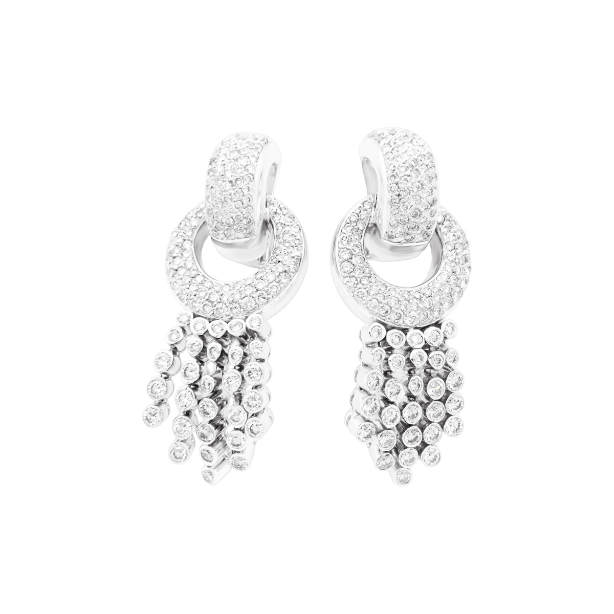 Boucles d'oreilles pendantes en or blanc et diamants - Castafiore