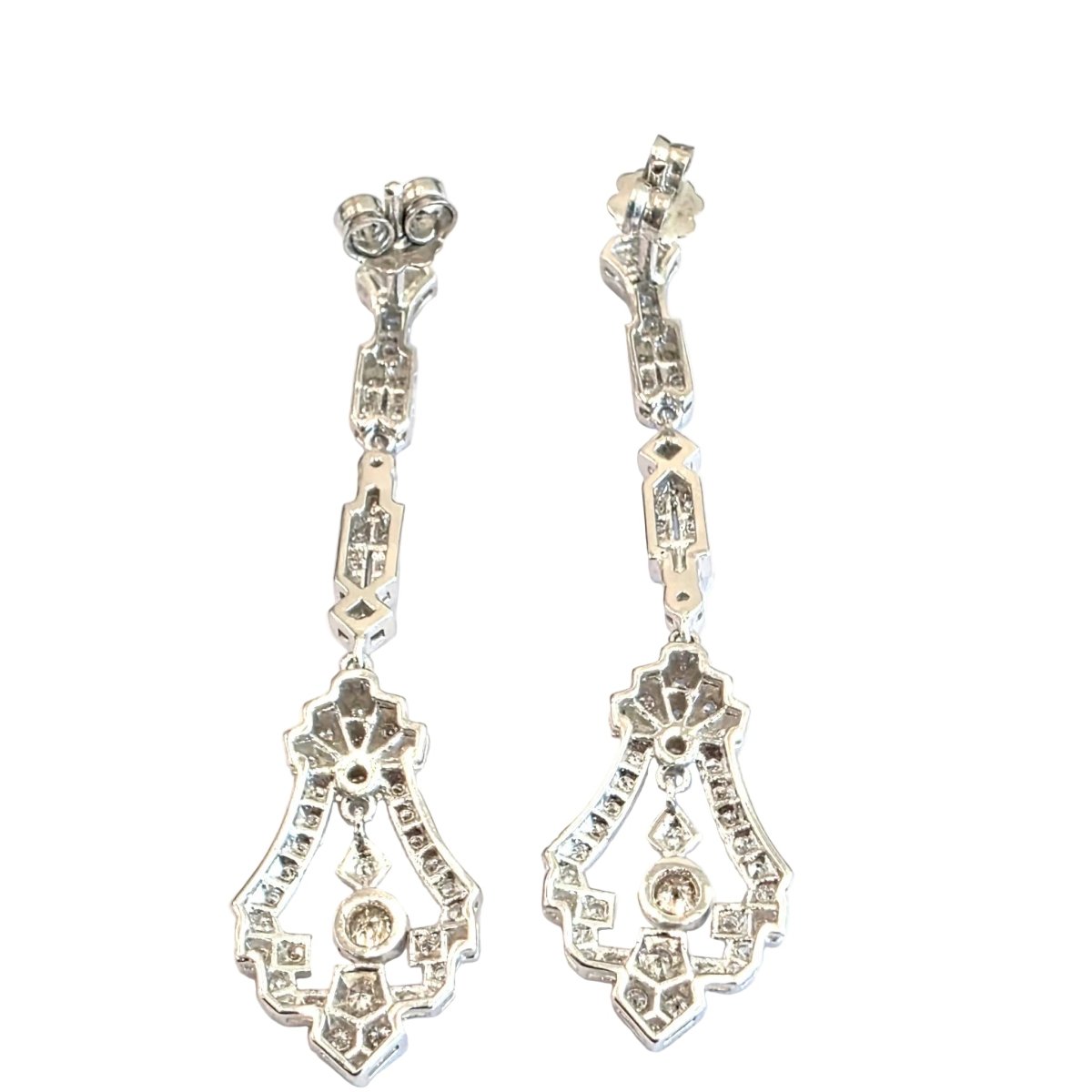 Boucles d'oreilles Pendantes en or blanc et diamants - Castafiore