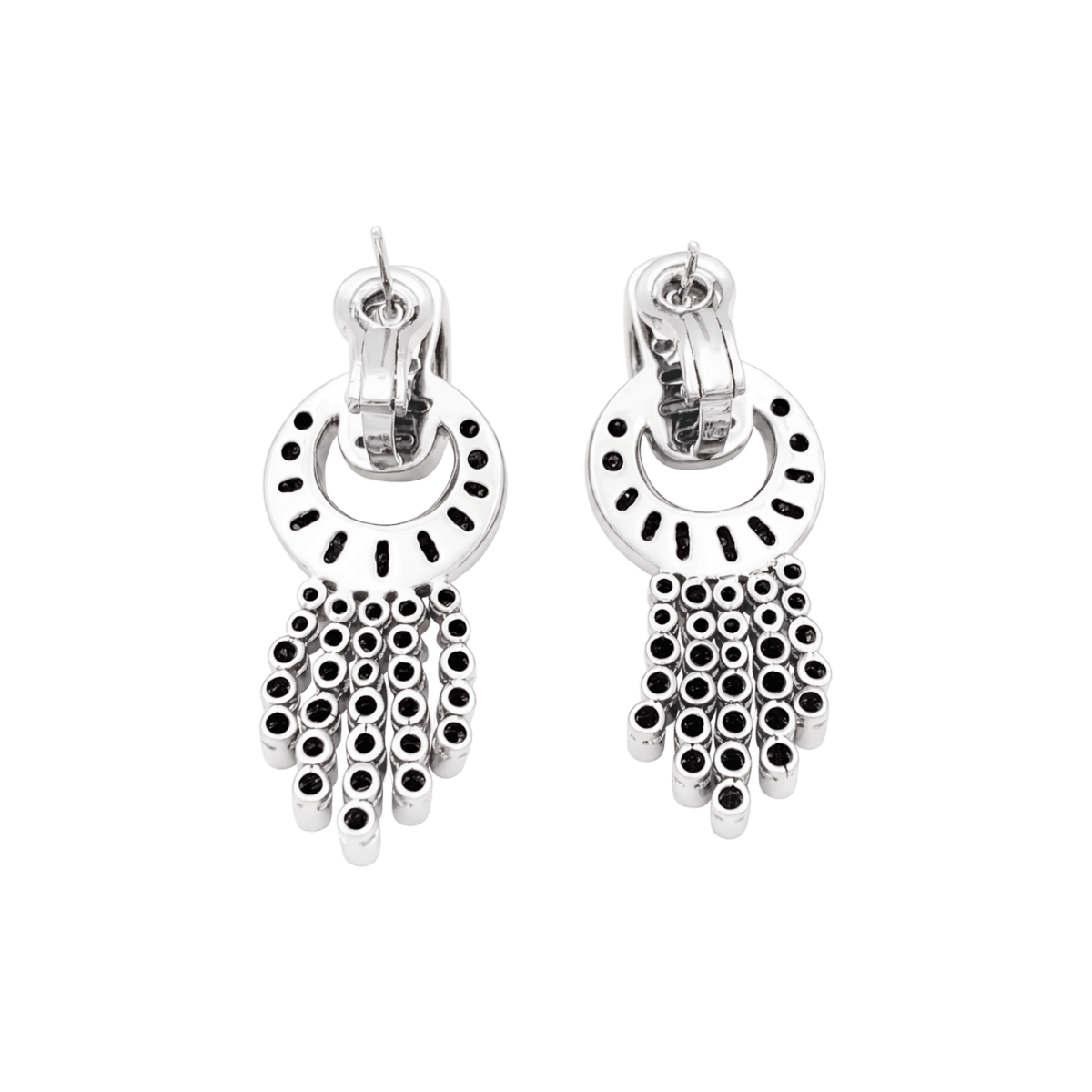 Boucles d'oreilles pendantes en or blanc et diamants - Castafiore