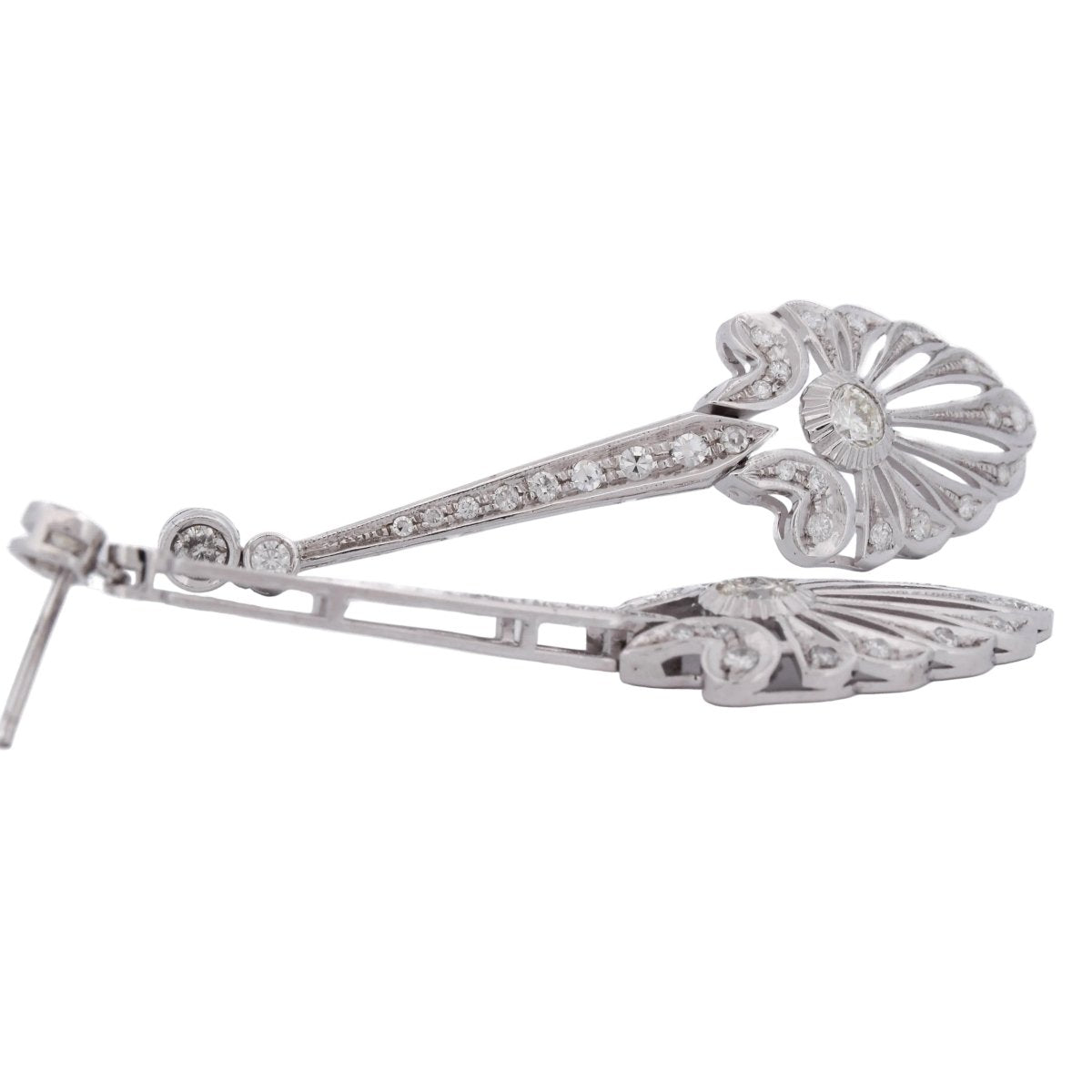 Boucles d'oreilles Pendantes en or blanc et diamants - Castafiore