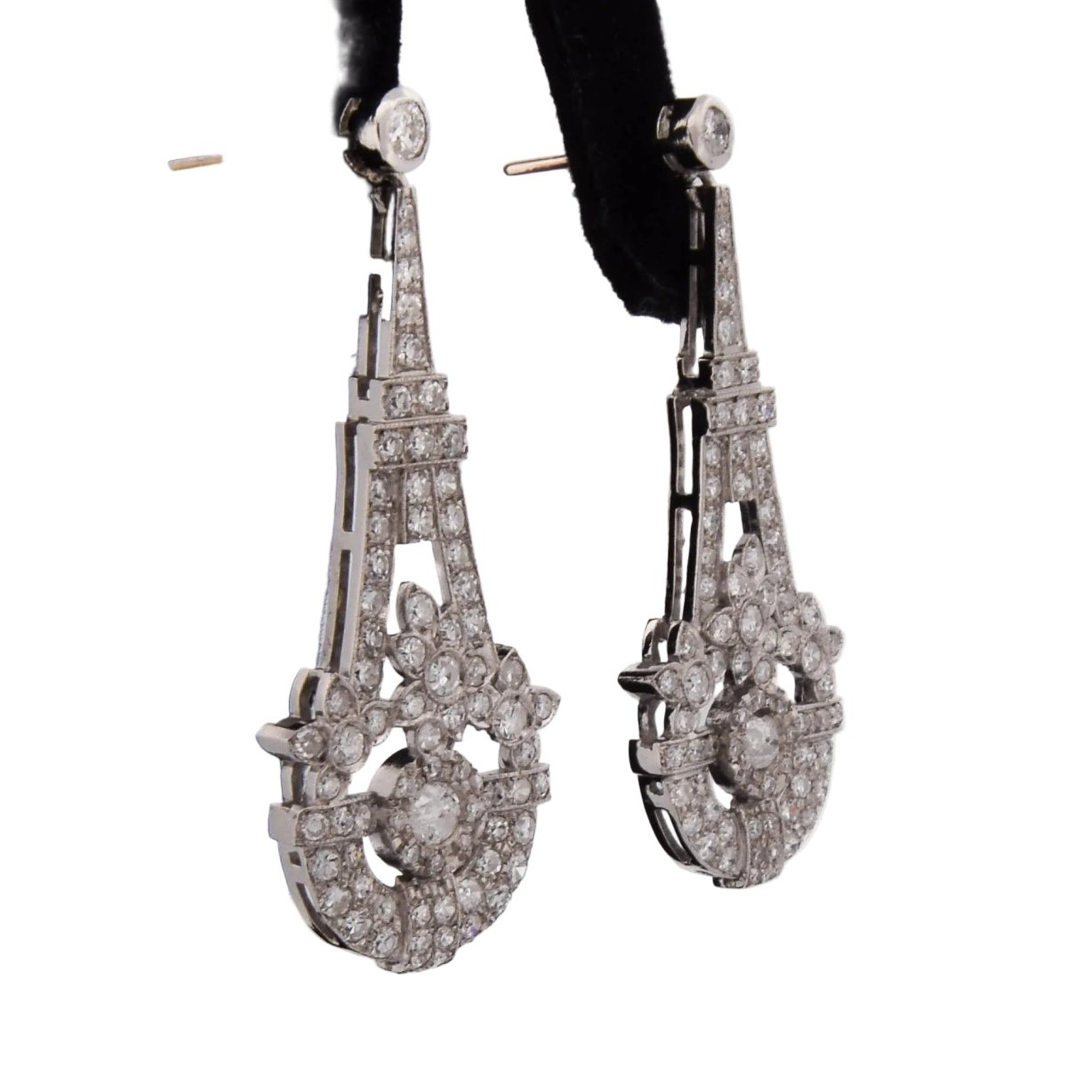 Boucles d'oreilles Pendantes en or blanc et diamants - Castafiore