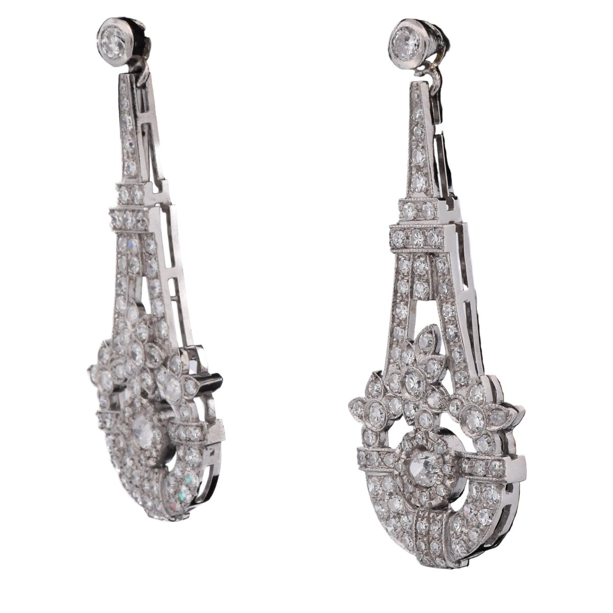 Boucles d'oreilles Pendantes en or blanc et diamants - Castafiore