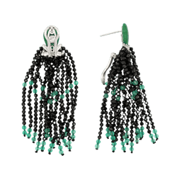 Boucles d'oreilles Pendantes en or blanc, jade, perles et diamants - Castafiore