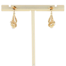 Modern two gold earrings diamonds cultured pearls