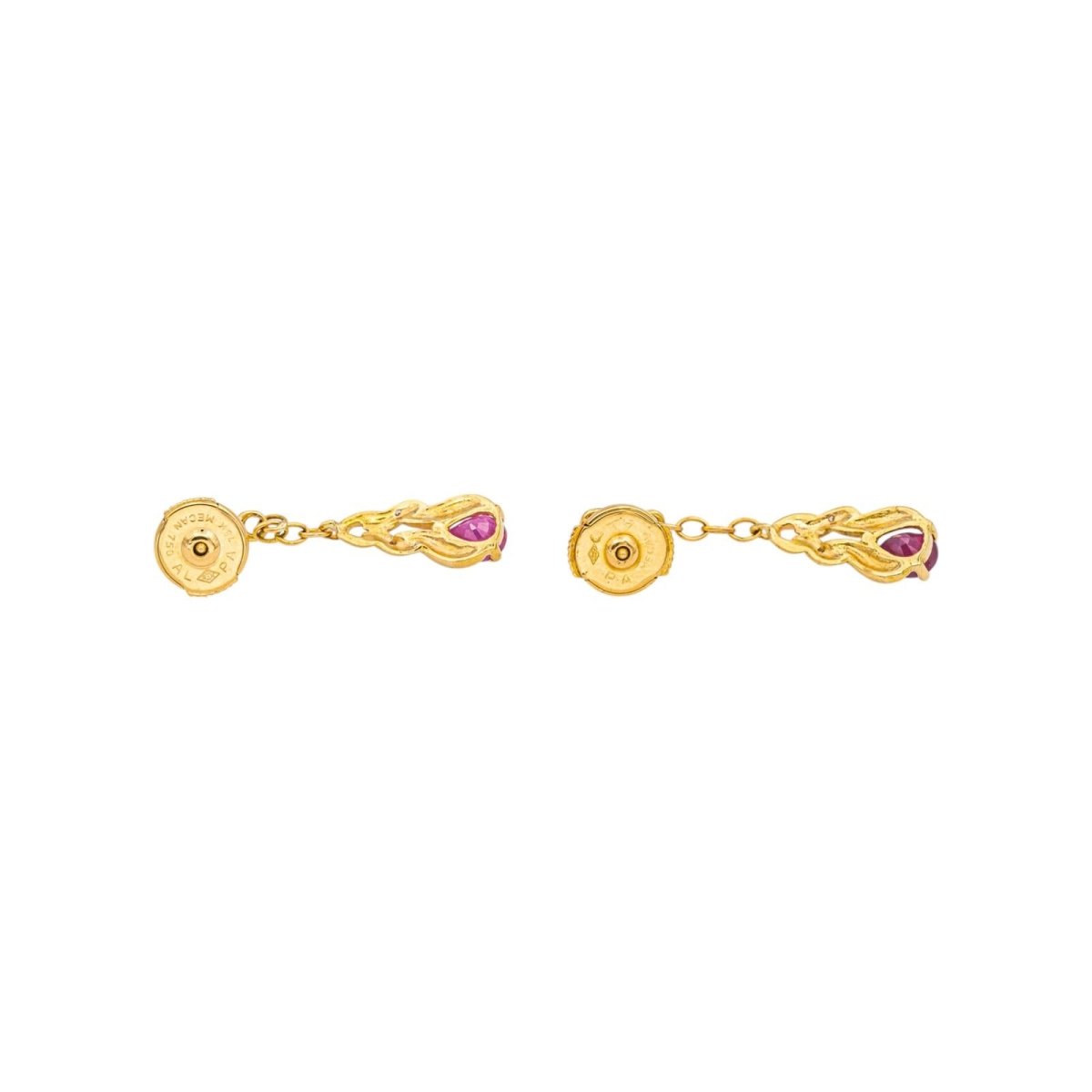 Boucles d'oreilles Pendantes en or blanc, or jaunes, rubis et diamants - Castafiore