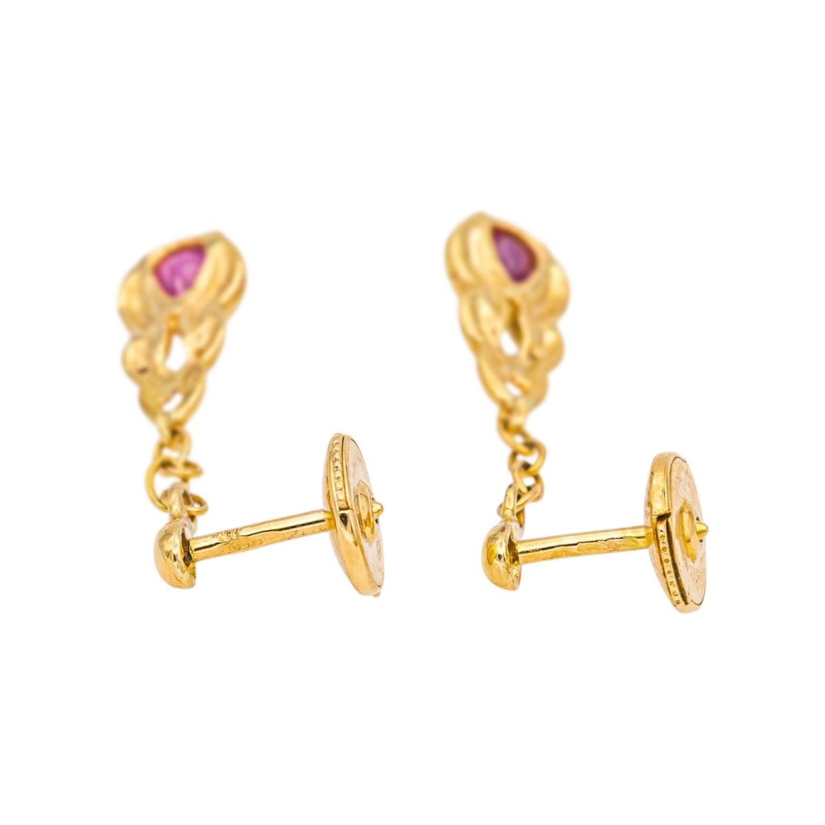 Boucles d'oreilles Pendantes en or blanc, or jaunes, rubis et diamants - Castafiore