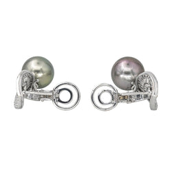Boucles d'oreilles Pendantes en or blanc, perles et diamant - Castafiore
