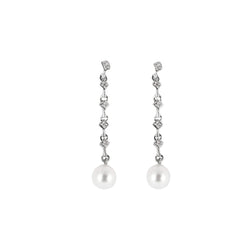 Boucles d'oreilles Pendantes en or blanc, perles et diamants - Castafiore