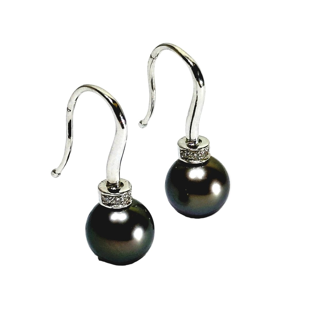 Boucles d'oreilles Pendantes en or blanc, perles et diamants - Castafiore