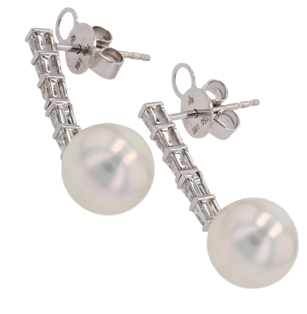 Boucles d'oreilles Pendantes en or blanc, perles et diamants - Castafiore