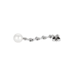 Boucles d'oreilles Pendantes en or blanc, perles et diamants - Castafiore