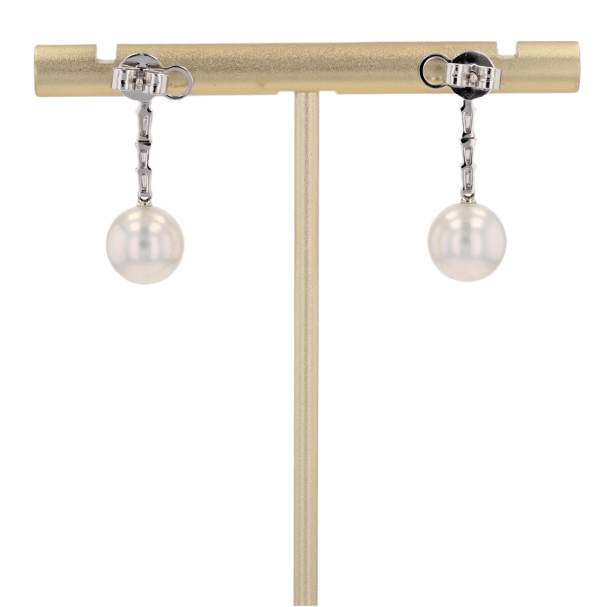 Boucles d'oreilles Pendantes en or blanc, perles et diamants - Castafiore