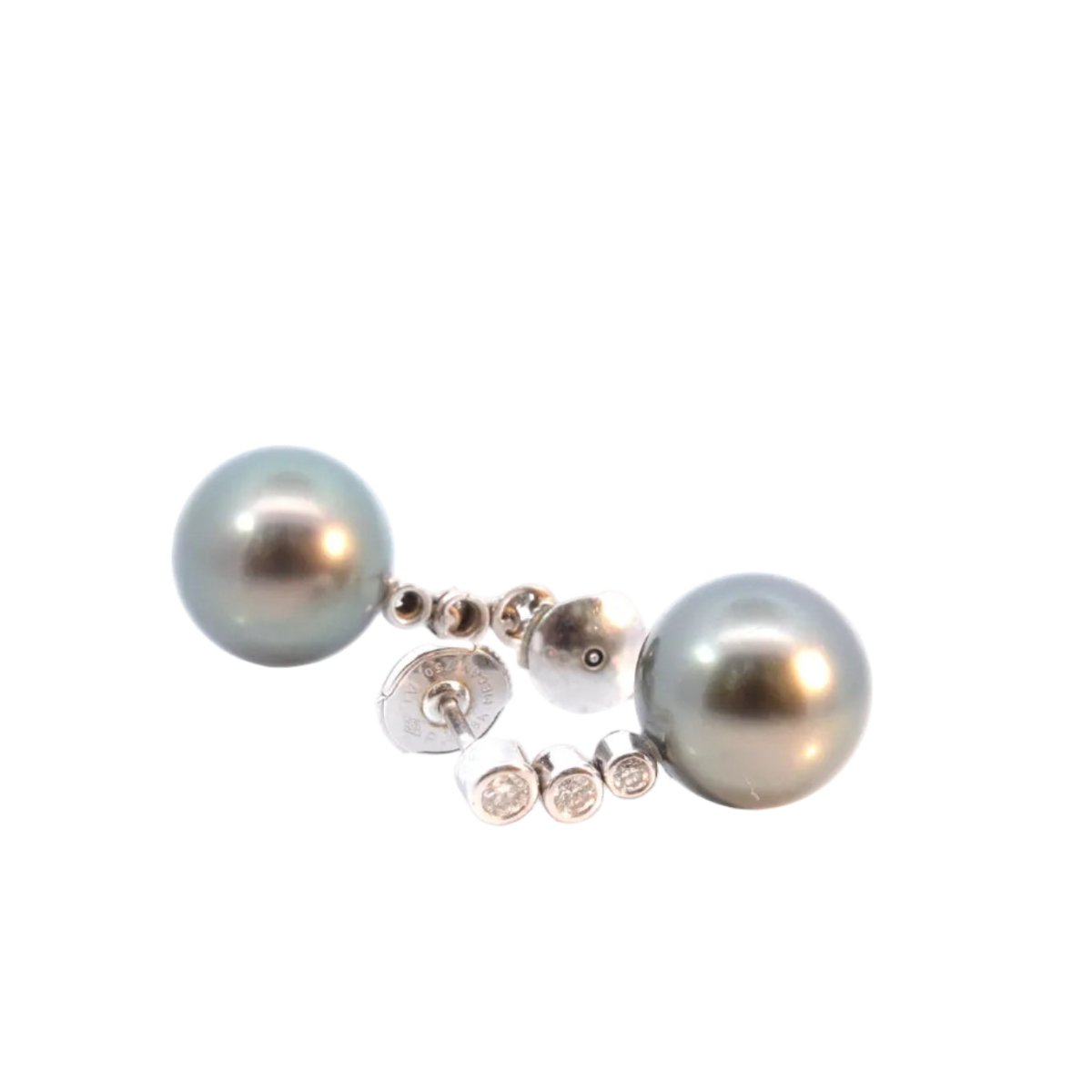 Boucles d'oreilles Pendantes en or blanc, perles et diamants - Castafiore