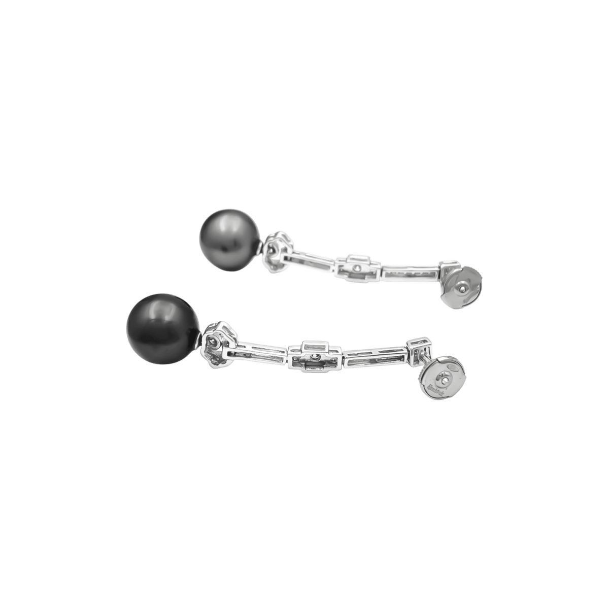 Boucles d'oreilles Pendantes en or blanc, perles et diamants - Castafiore