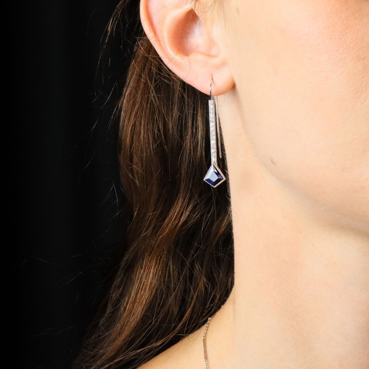 Boucles d'oreilles Pendantes en or blanc, platine, - Castafiore