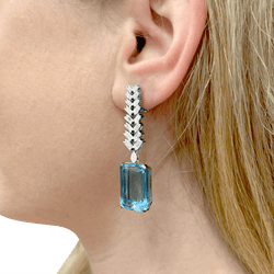 Earrings paltinium, white gold, aquamarine and diamonds.
