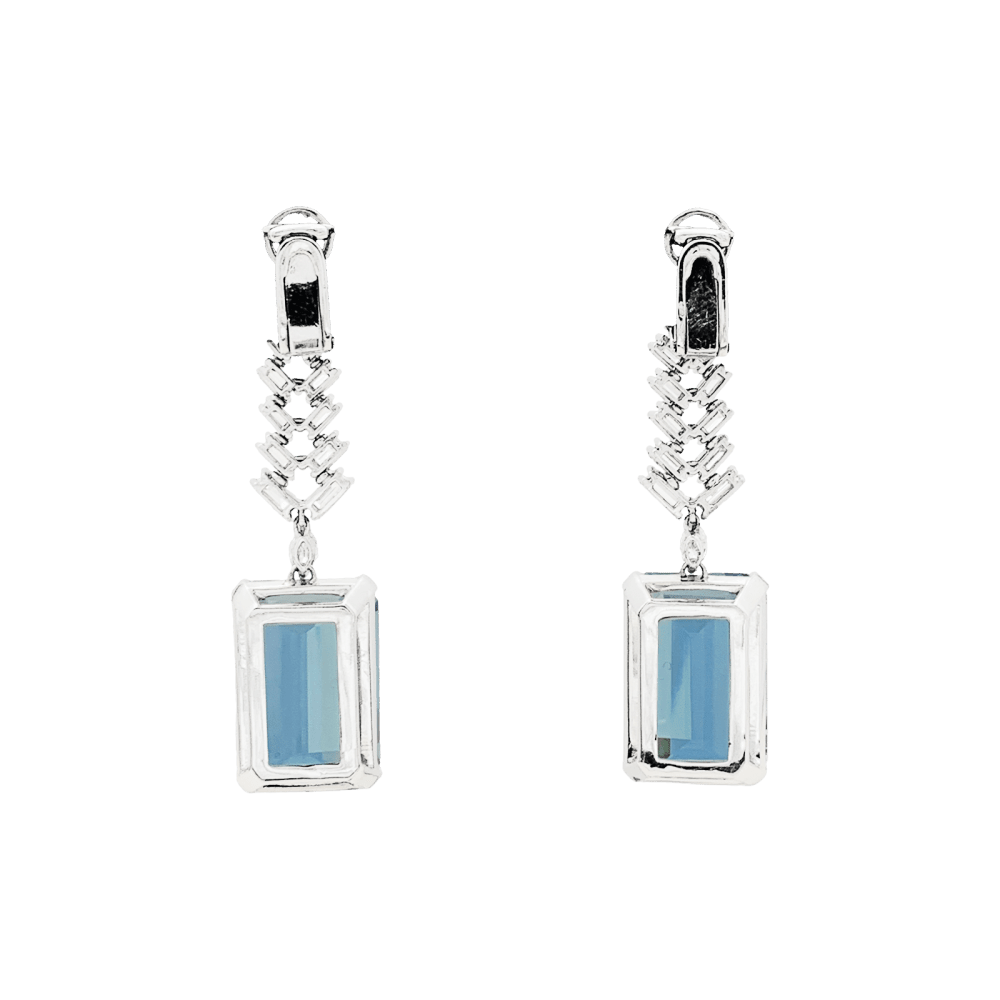 Earrings paltinium, white gold, aquamarine and diamonds.
