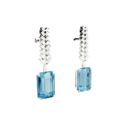 Earrings paltinium, white gold, aquamarine and diamonds.
