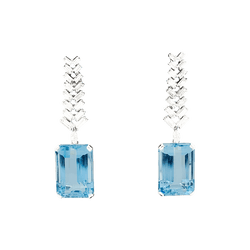 Earrings paltinium, white gold, aquamarine and diamonds.