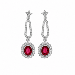 Boucles d'oreilles Pendantes en or blanc, rubellites et diamants - Castafiore