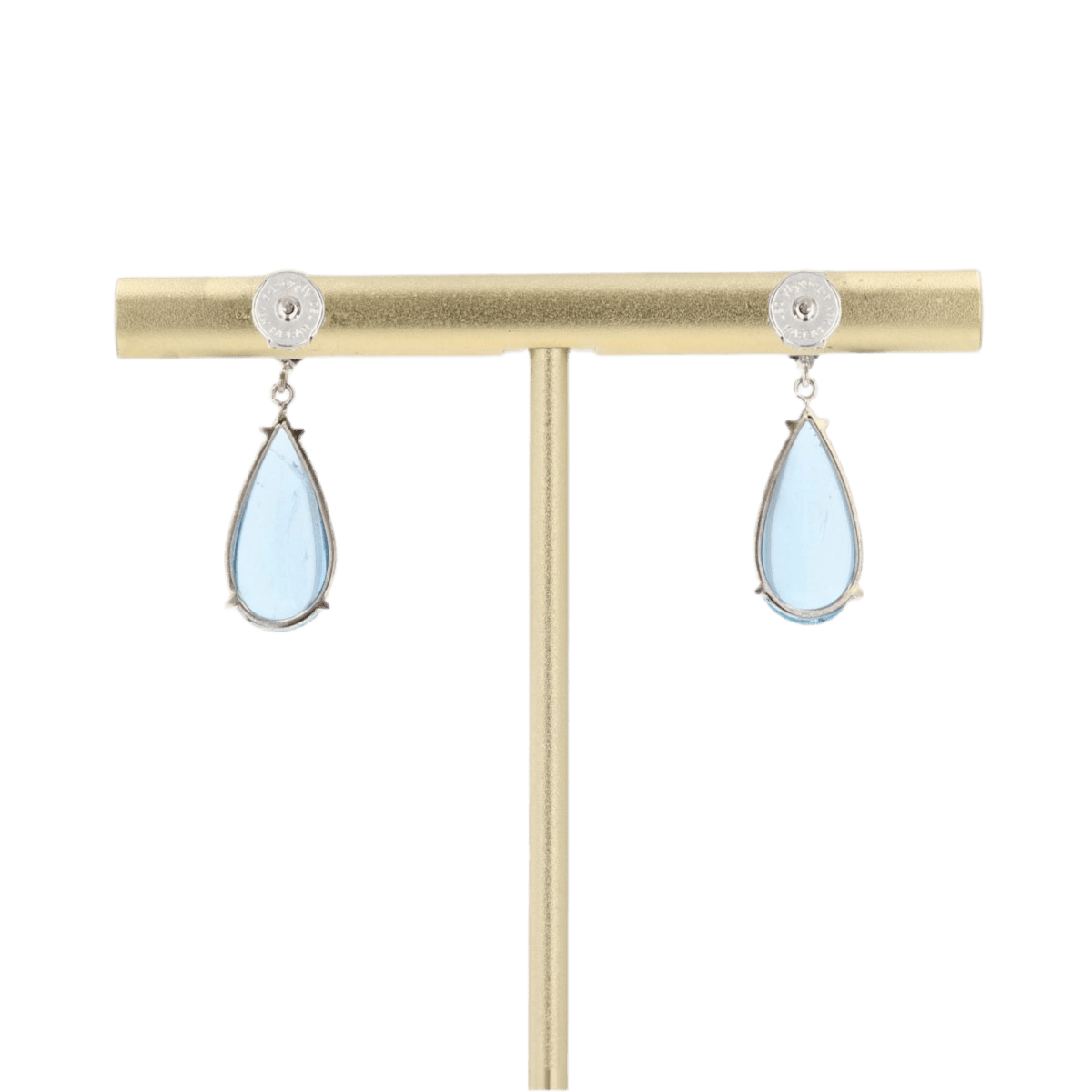 Boucles d'oreilles Pendantes en or blanc, saphirs et aigue - marines - Castafiore