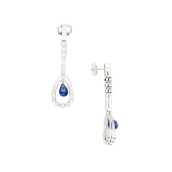 Boucles d'oreilles Pendantes en or blanc, saphirs et diamants - Castafiore