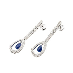 Boucles d'oreilles Pendantes en or blanc, saphirs et diamants - Castafiore