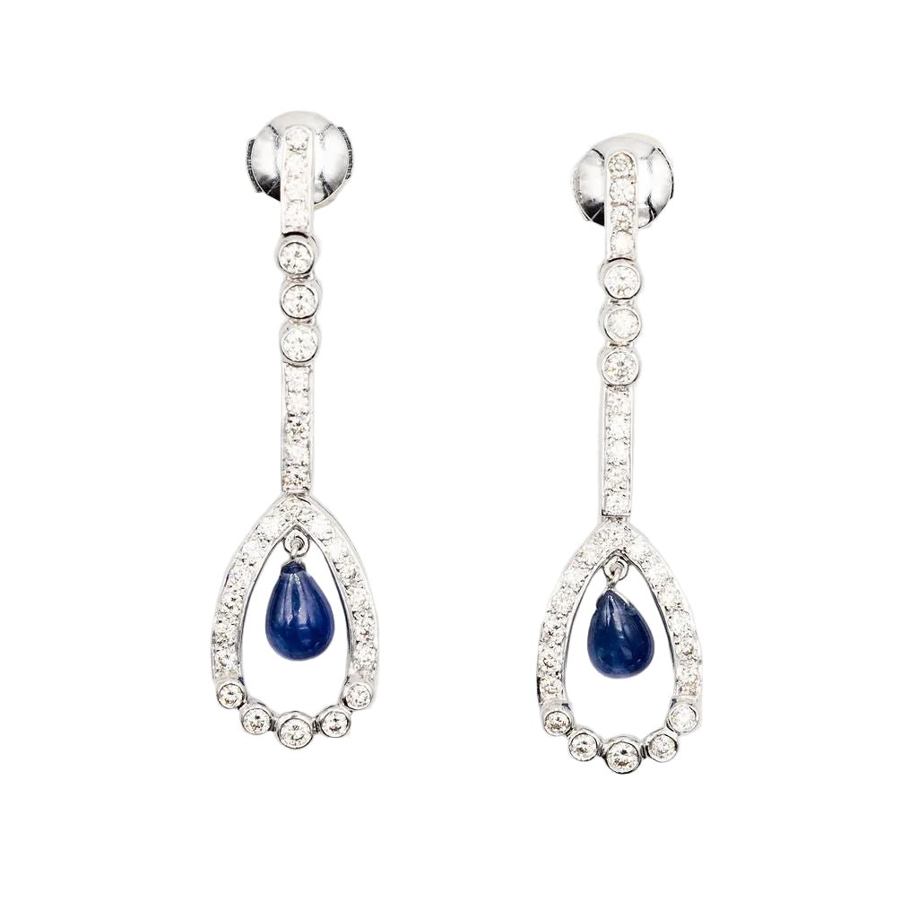 Vintage boucle d oreille bleu et blanc avec oeil de chat et cloisonné | Bijoux fantaisie en ligne Vintage boucle d oreille bleu et blanc avec oeil de chat et cloisonné | Bijoux fantaisie en ligne