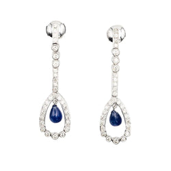 Boucles d'oreilles Pendantes en or blanc, saphirs et diamants - Castafiore
