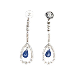 Boucles d'oreilles Pendantes en or blanc, saphirs et diamants - Castafiore