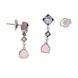 Boucles d'oreilles Pendantes en or blanc, saphirs, morganites et diamants - Castafiore